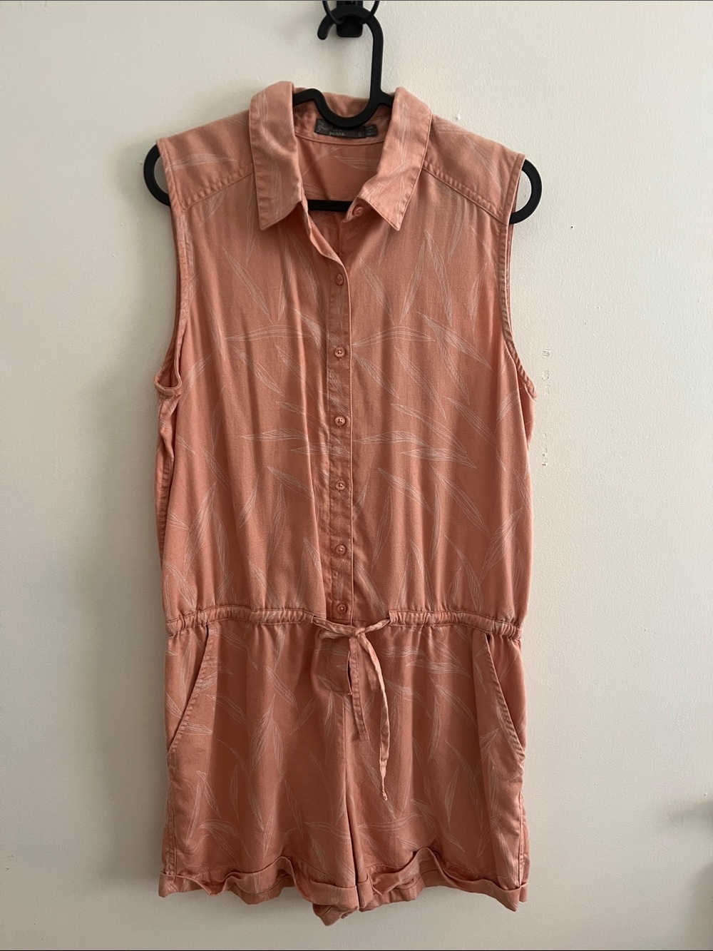 Prana Sleeveless Button-Front Peach Romper
